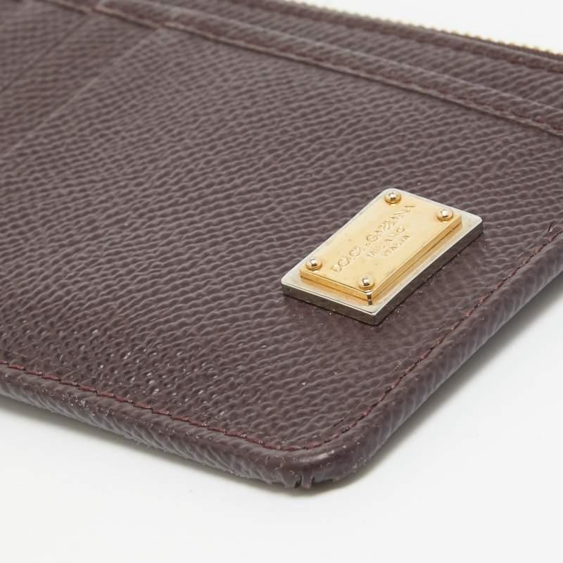 Dolce & Gabbana Burgundy Leather Long Zip Card Holder For Sale 5