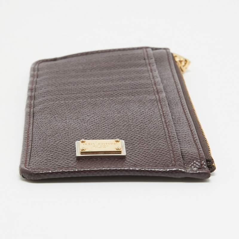Dolce & Gabbana Burgundy Leather Long Zip Card Holder For Sale 3
