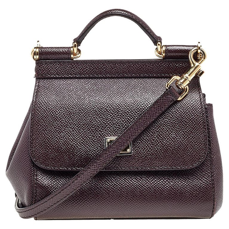 Dolce and Gabbana Burgundy Leather Mini Miss Sicily Crossbody Bag at ...