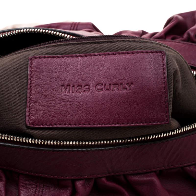 Dolce & Gabbana Burgundy Leather Miss Curly Bag In Excellent Condition For Sale In Dubai, Al Qouz 2