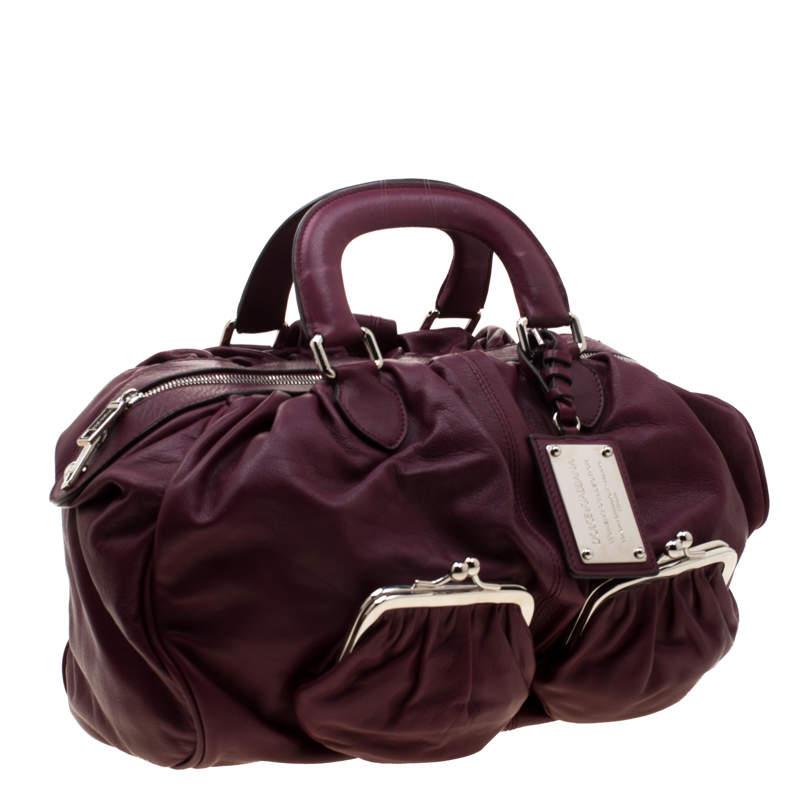 Dolce & Gabbana Burgundy Leather Miss Curly Bag For Sale 2