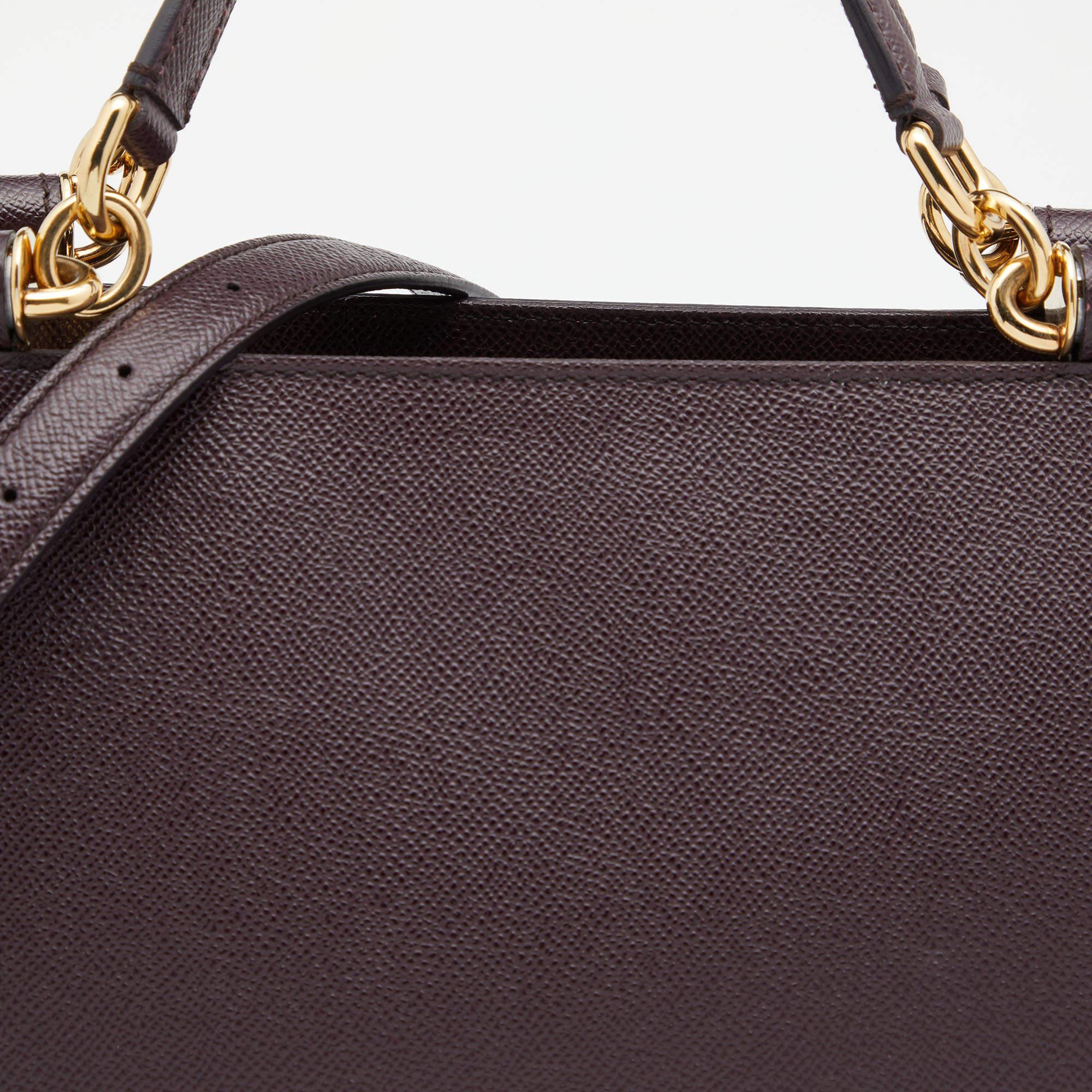 Dolce & Gabbana Burgundy Leather Miss Sicily Tote 5