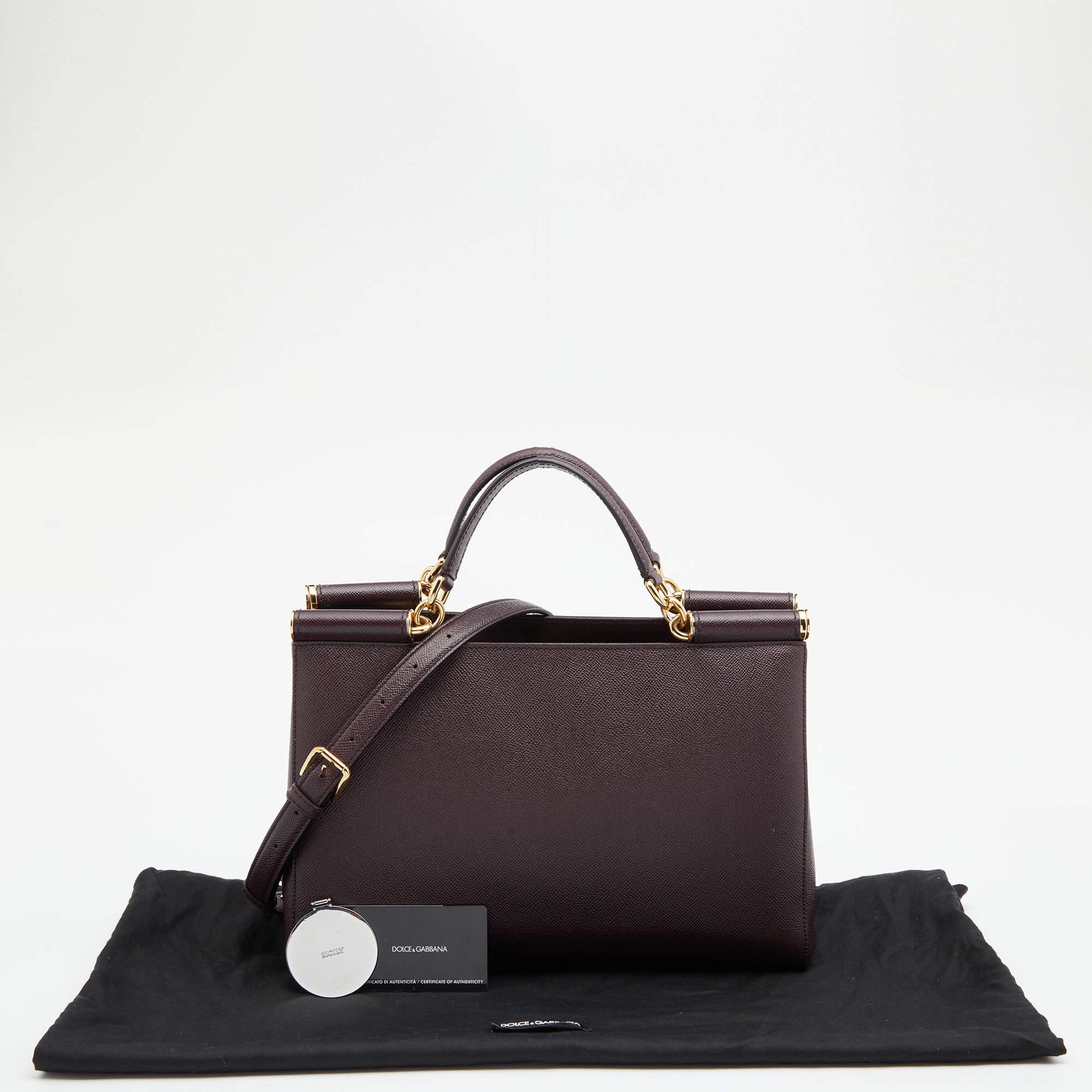 Dolce & Gabbana Burgundy Leather Miss Sicily Tote 7