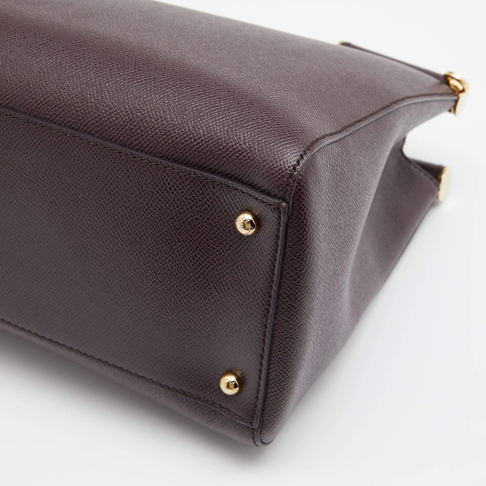 Women's Dolce & Gabbana Burgundy Leather Miss Sicily Tote