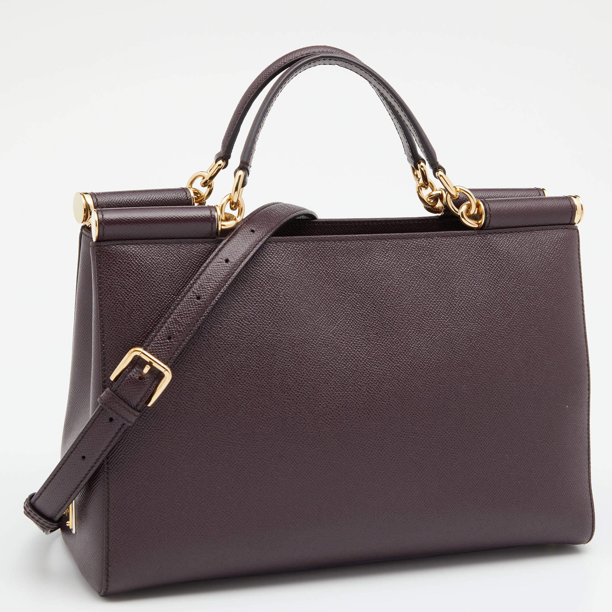 Dolce & Gabbana Burgundy Leather Miss Sicily Tote 3