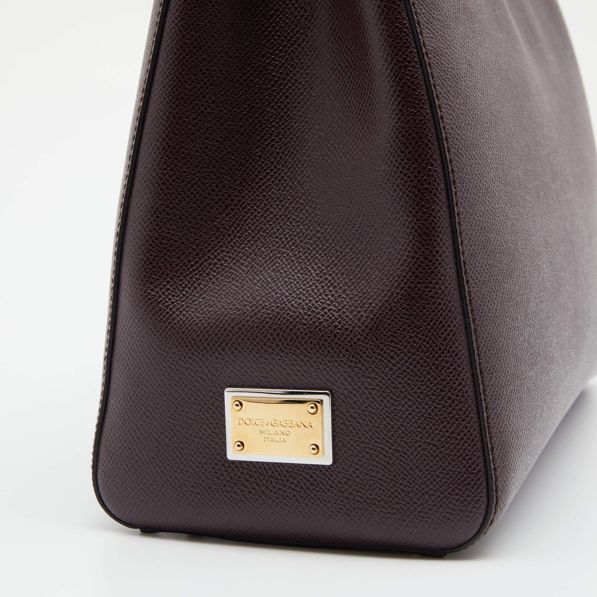 Dolce & Gabbana Burgundy Leather Miss Sicily Tote 4