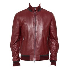 Dolce & Gabbana Burgundy Leather Nappa Bomber Jacket L