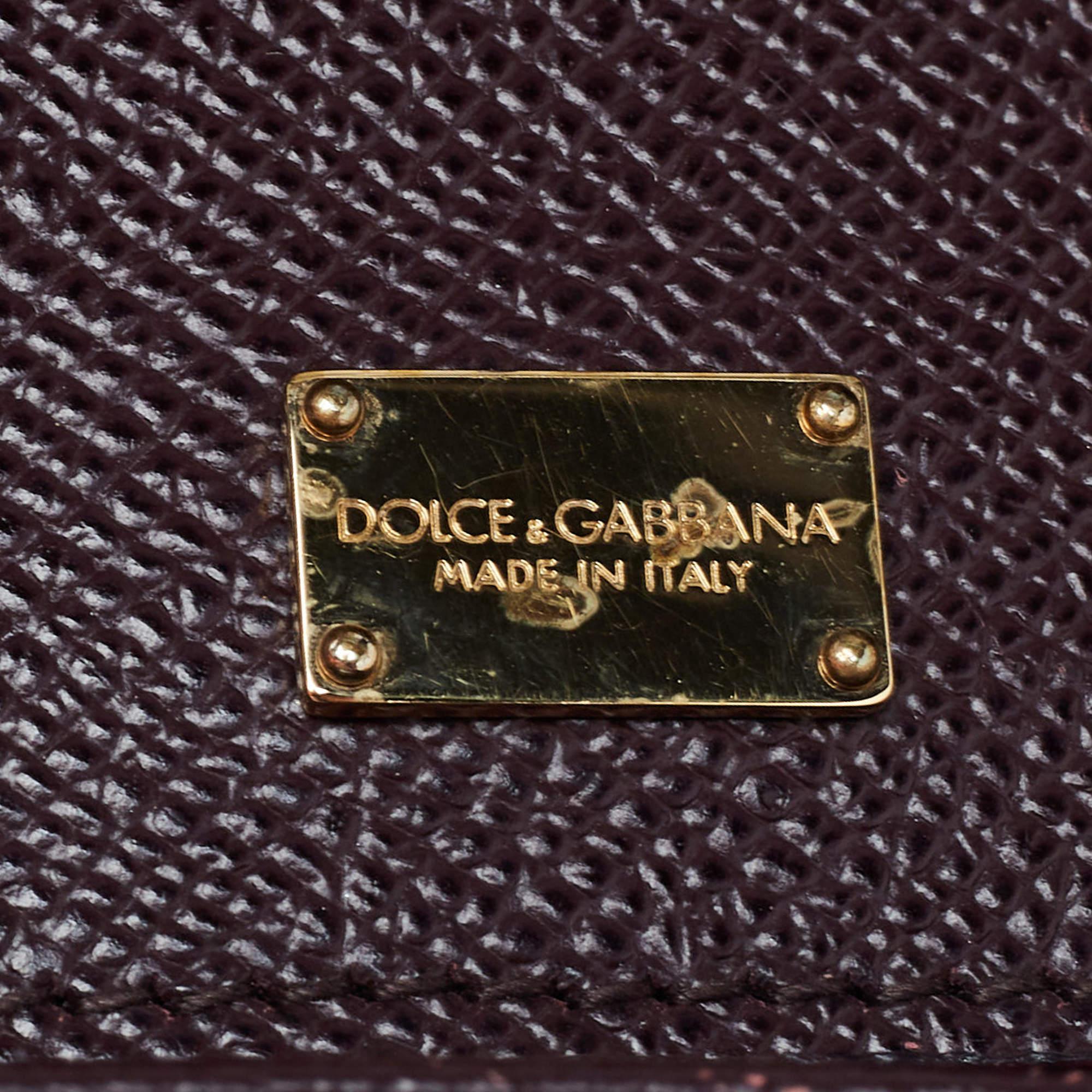 Dolce & Gabbana Burgundy Leather Sicily Top Handle Bag 7