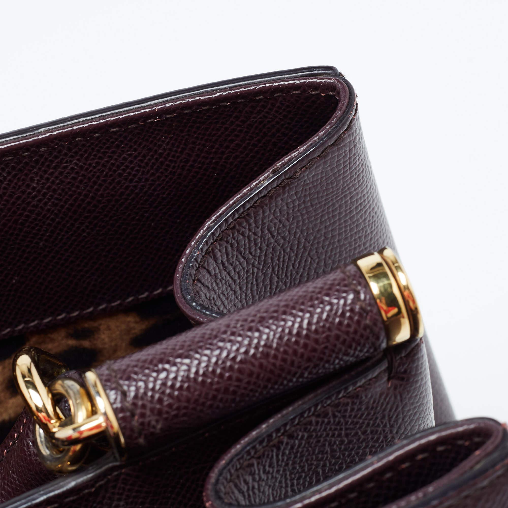Dolce & Gabbana Burgundy Leather Sicily Top Handle Bag 10