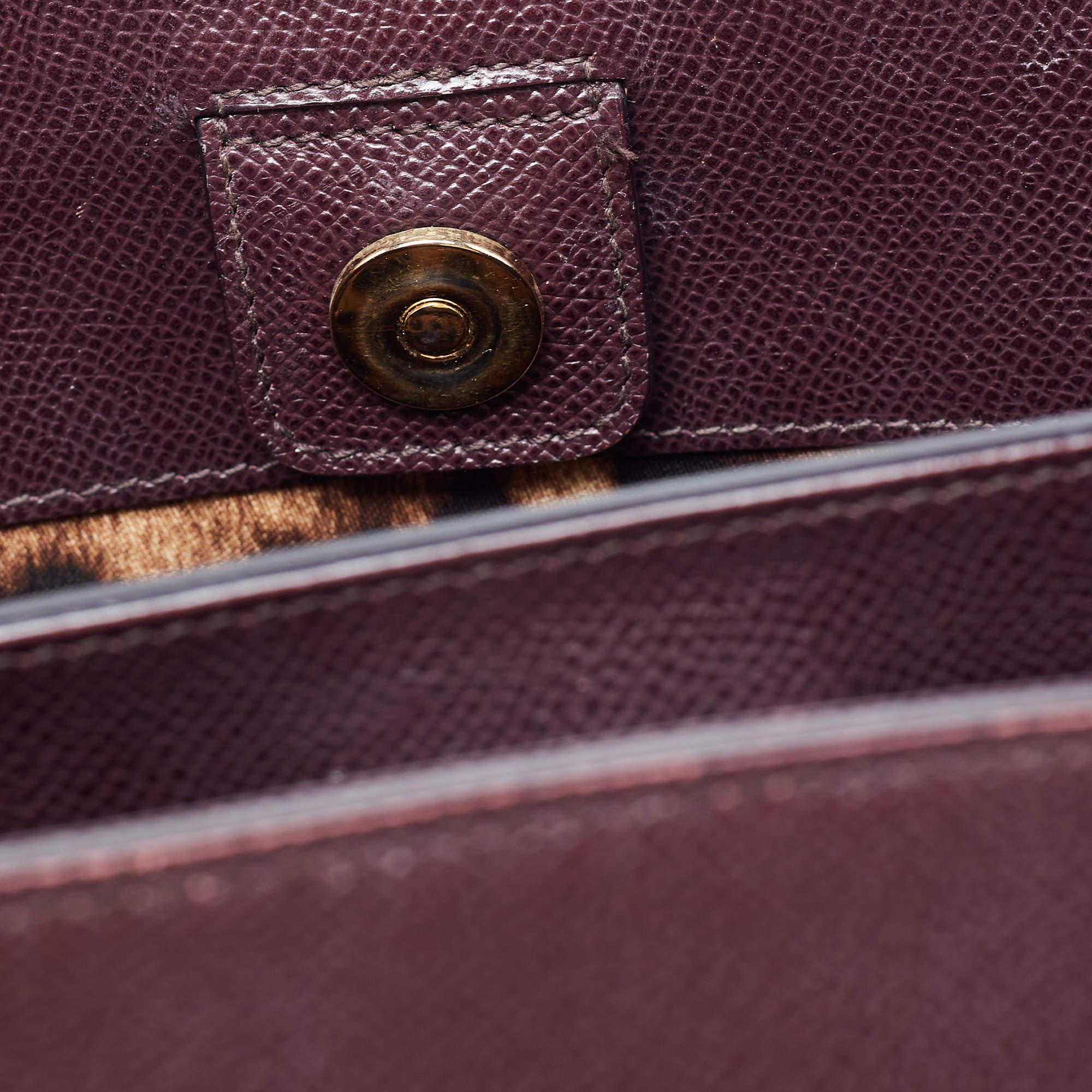 Dolce & Gabbana Burgundy Leather Sicily Top Handle Bag 15