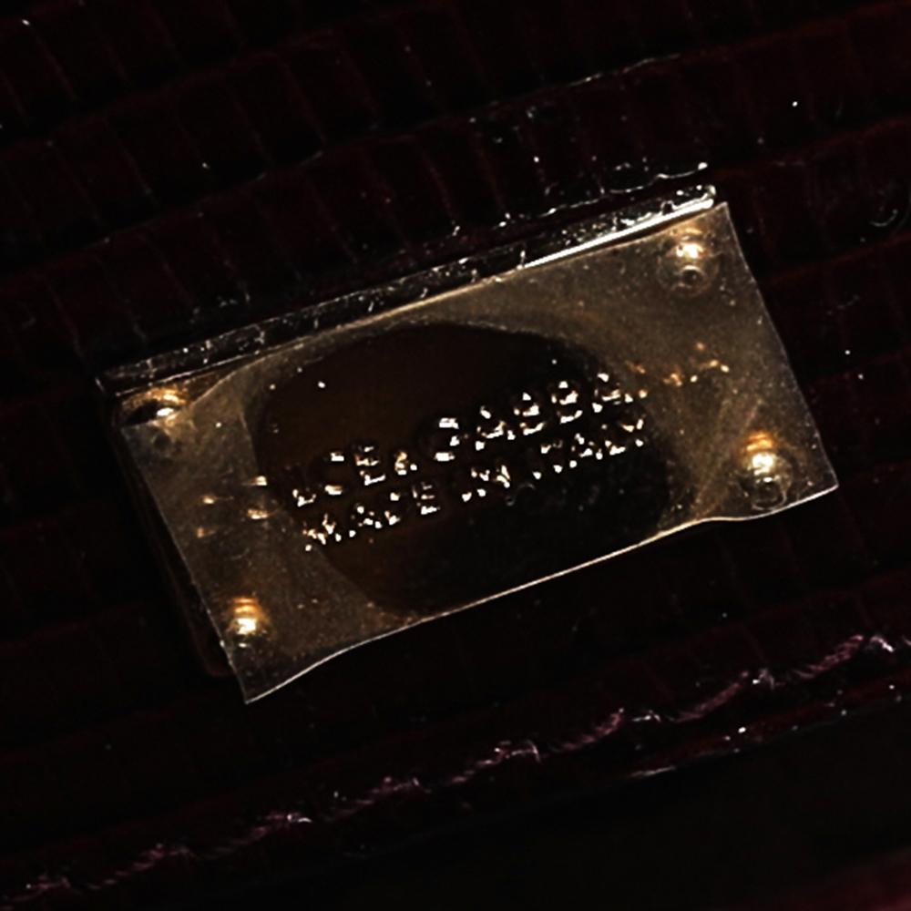 Women's Dolce & Gabbana Burgundy Lizard Embossed Leather Miss Sicily Top Handle Bag