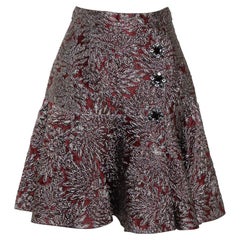 Dolce & Gabbana Burgundy Lurex Jacquard Flared Mini Skirt S