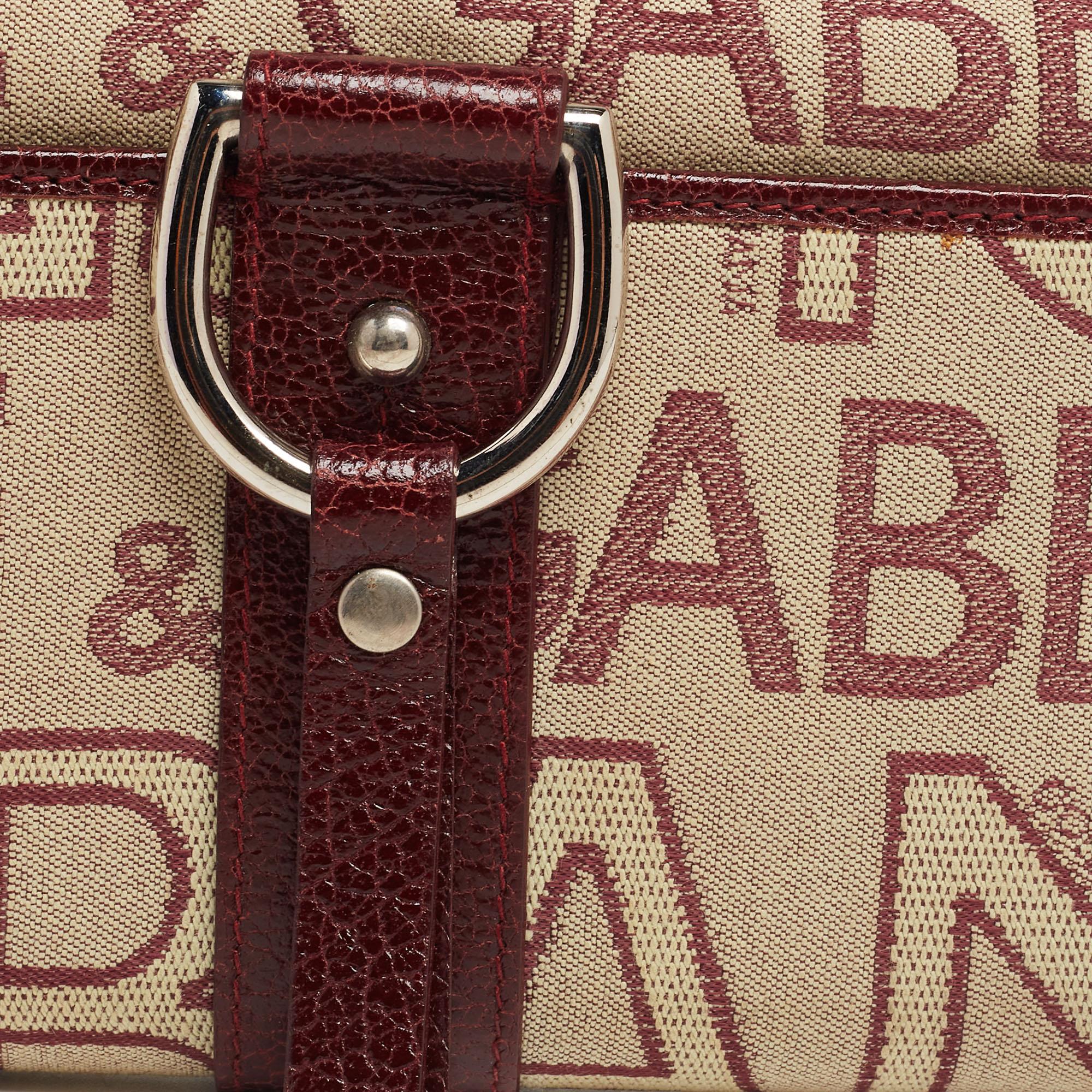 Dolce & Gabbana Burgundy Monogram Fabric and Leather D Ring Trifold Wallet 5