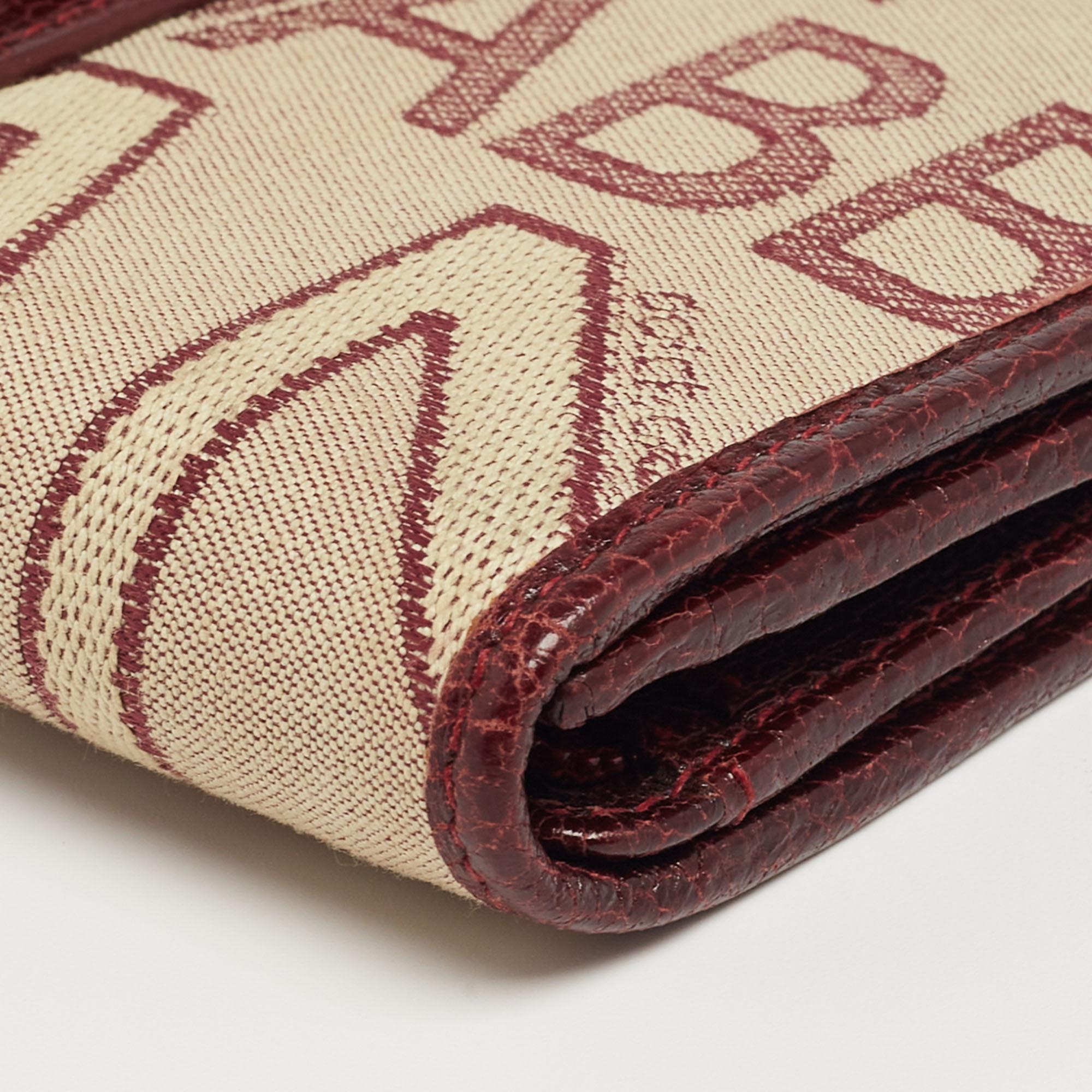 Dolce & Gabbana Burgundy Monogram Fabric and Leather D Ring Trifold Wallet 1