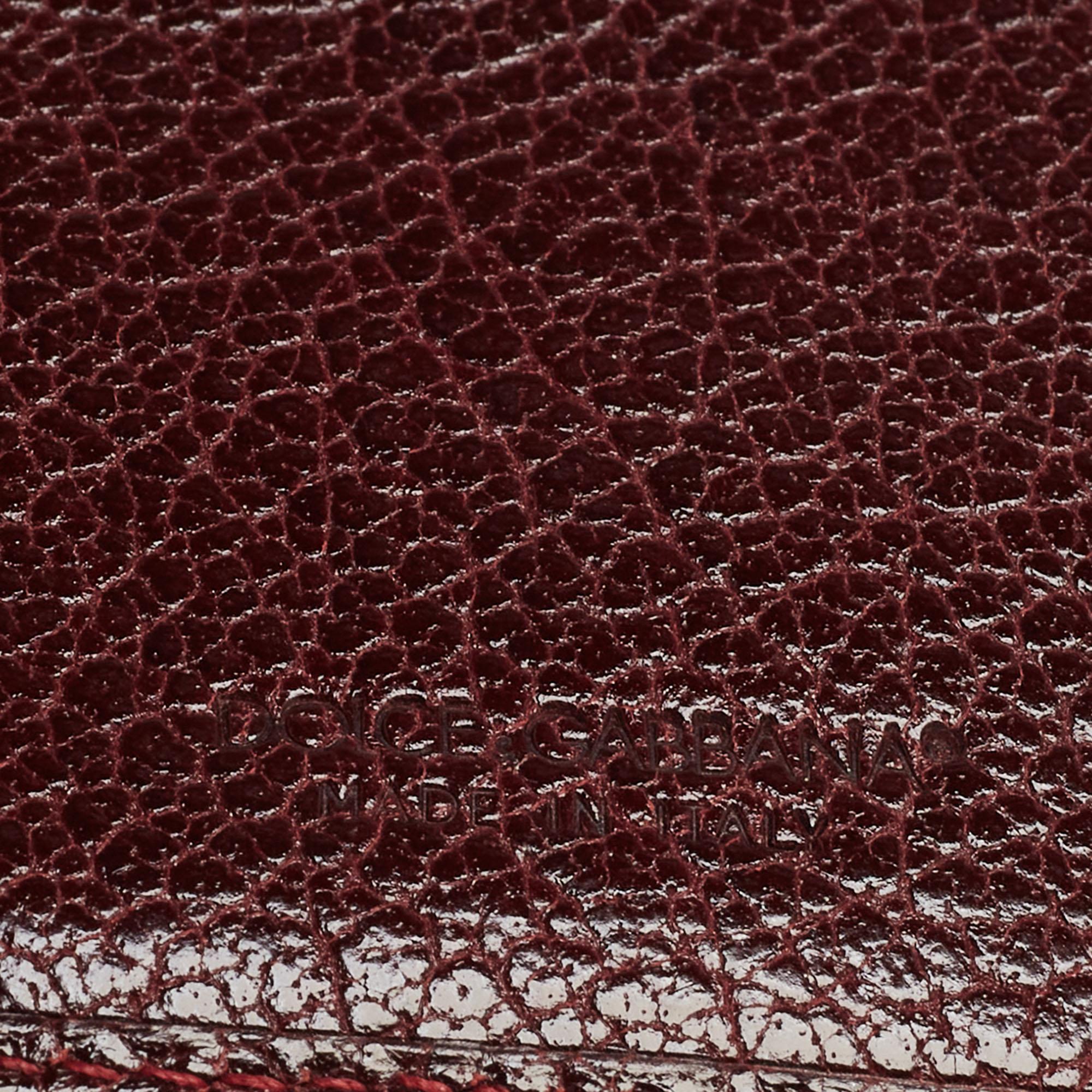 Dolce & Gabbana Burgundy Monogram Fabric and Leather D Ring Trifold Wallet 3
