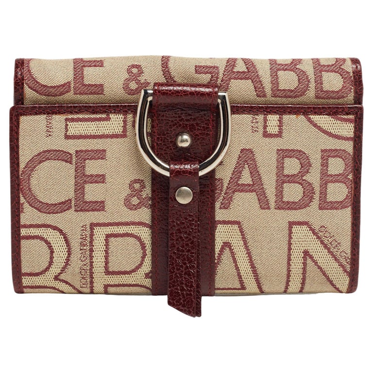 Dolce and Gabbana Burgundy Monogram Fabric and Leather D Ring