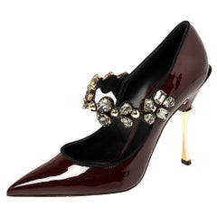 Dolce & Gabbana Burgundy Patent Leather Cardinale Mary Jane Pumps Size 39