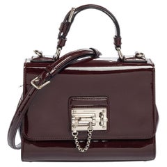 Dolce & Gabbana Burgundy Patent Leather Small Miss Monica Top Handle Bag