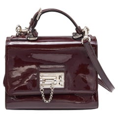 Dolce & Gabbana Burgundy Patent Leather Small Miss Monica Top Handle Bag