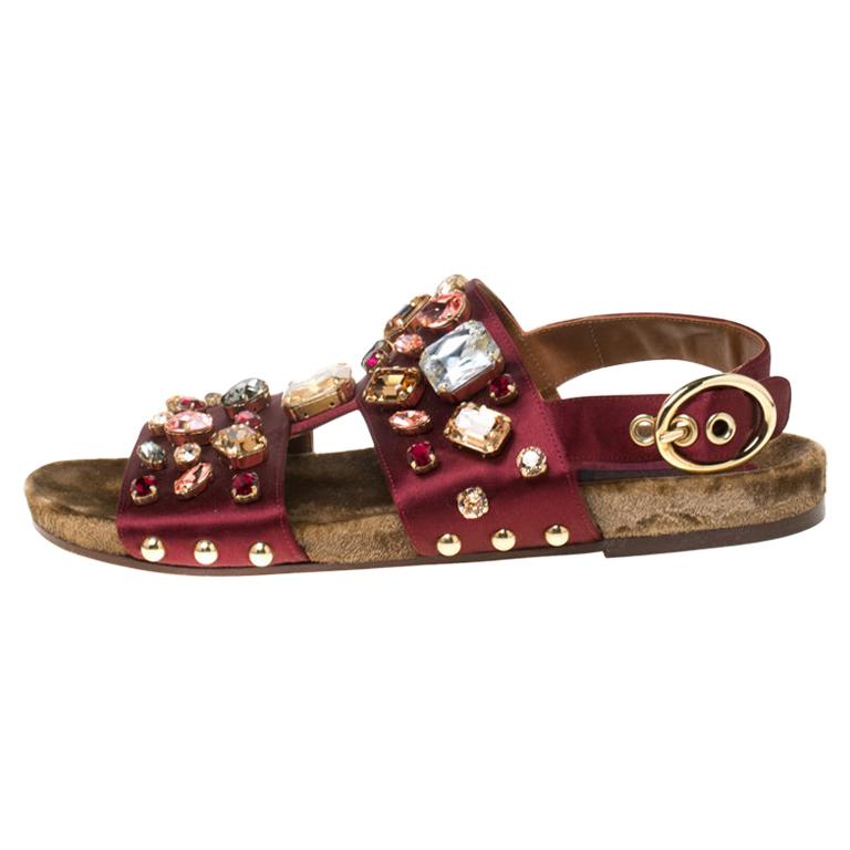 crystal embellished flat sandals