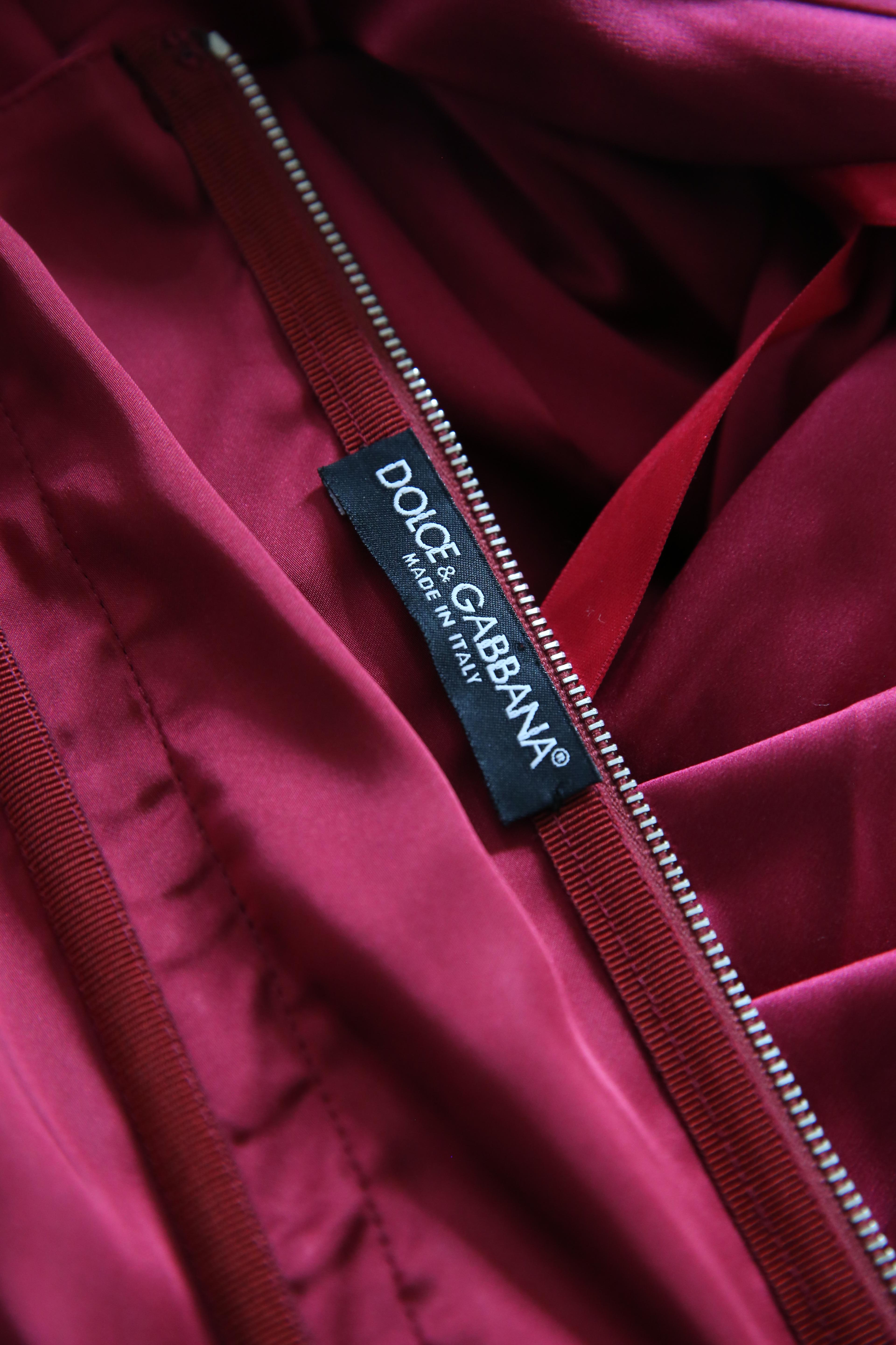 Dolce & Gabbana burgundy satin ribbon lace up bustier corset midi maxi dress For Sale 4