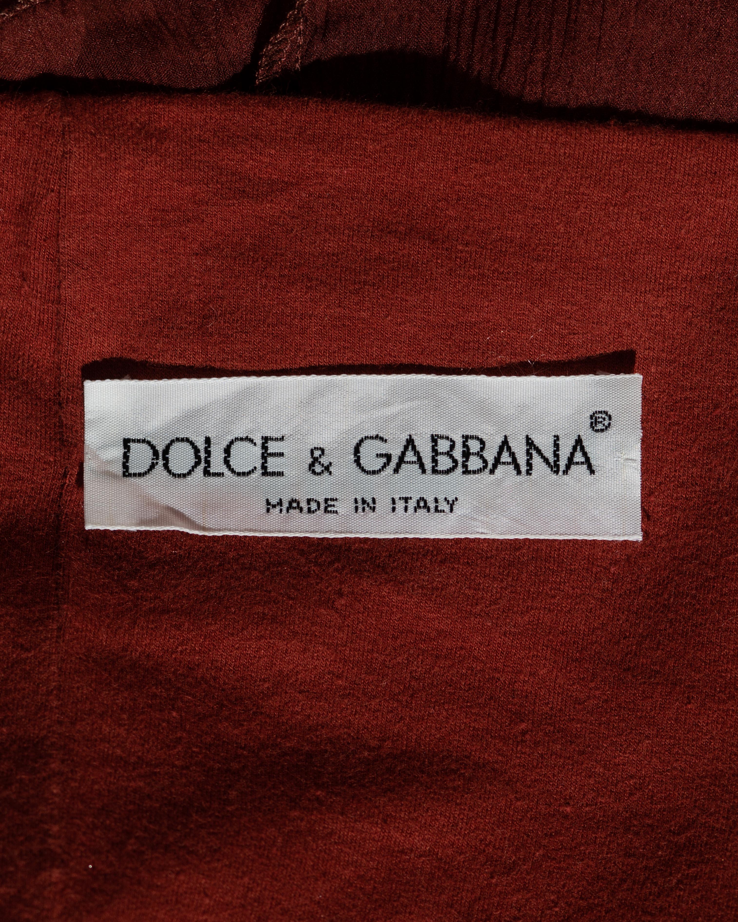 Dolce & Gabbana burgundy silk chiffon dress with bandage straps, ss 1990 For Sale 2
