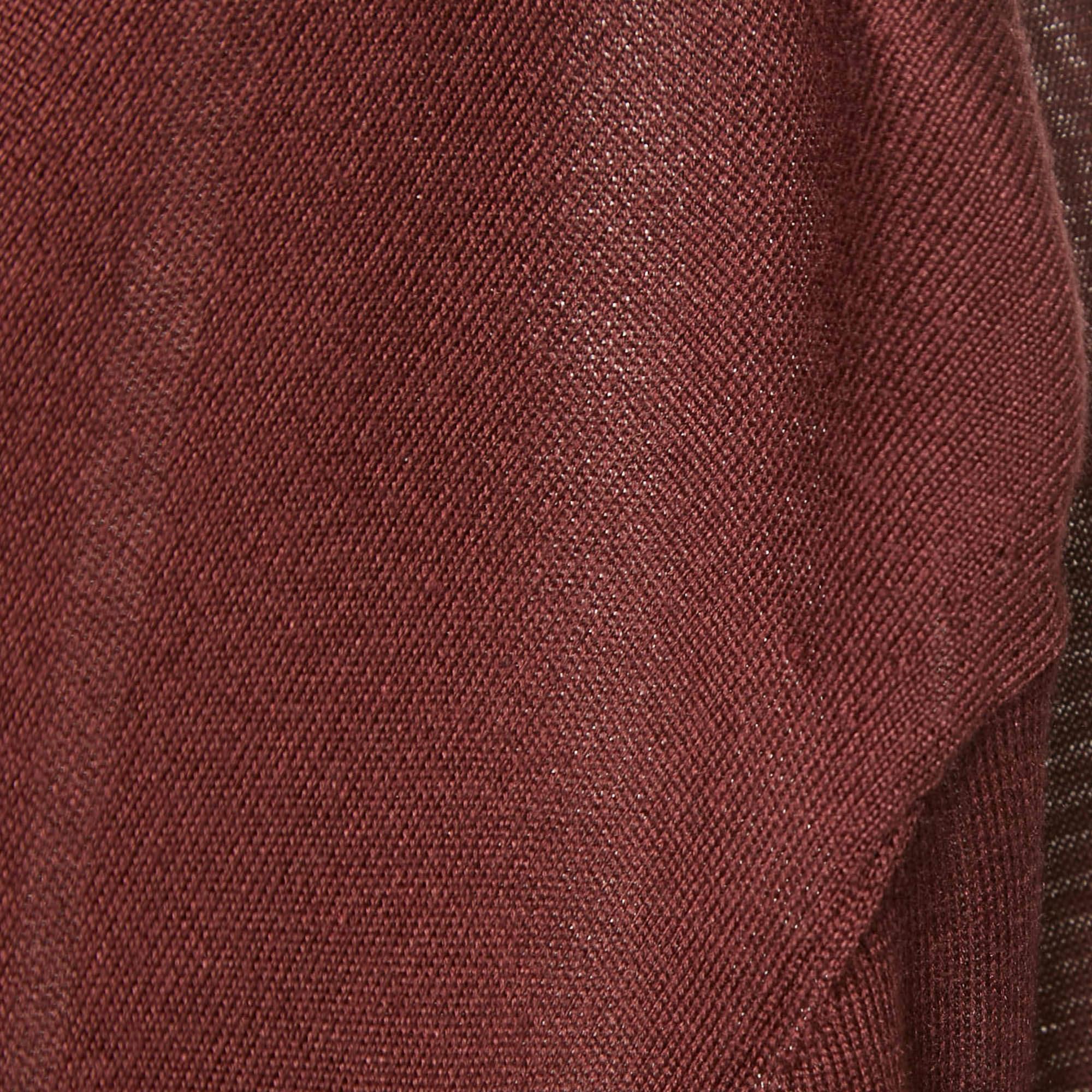 Brown Dolce & Gabbana Burgundy Silk Knit Crew Neck Sweatshirt XL For Sale