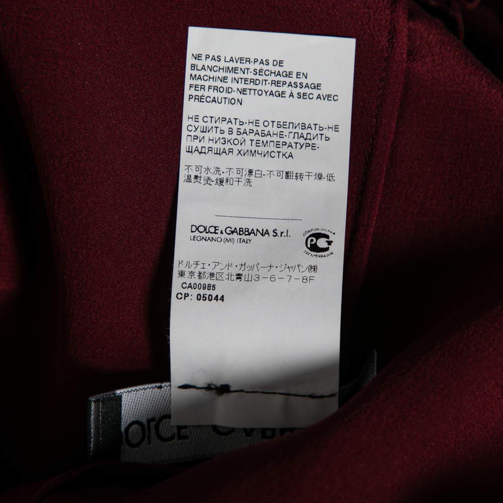 Dolce & Gabbana Burgundy Silk Ruffle Trim Detailed Button Front Shirt M For Sale 1