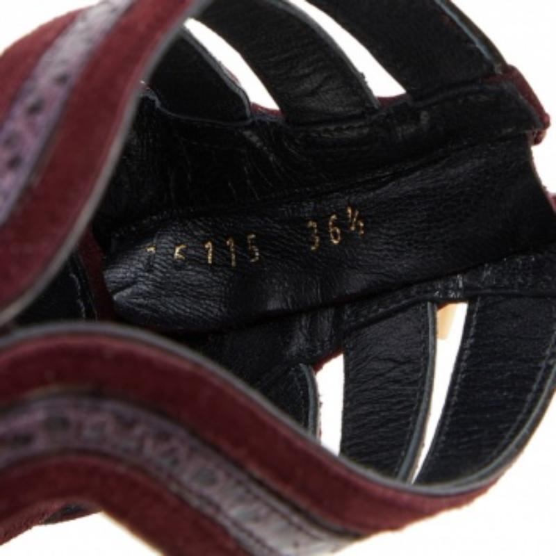 Dolce & Gabbana Burgundy Suede And Snakeskin Sandals Size 36.5 For Sale 1