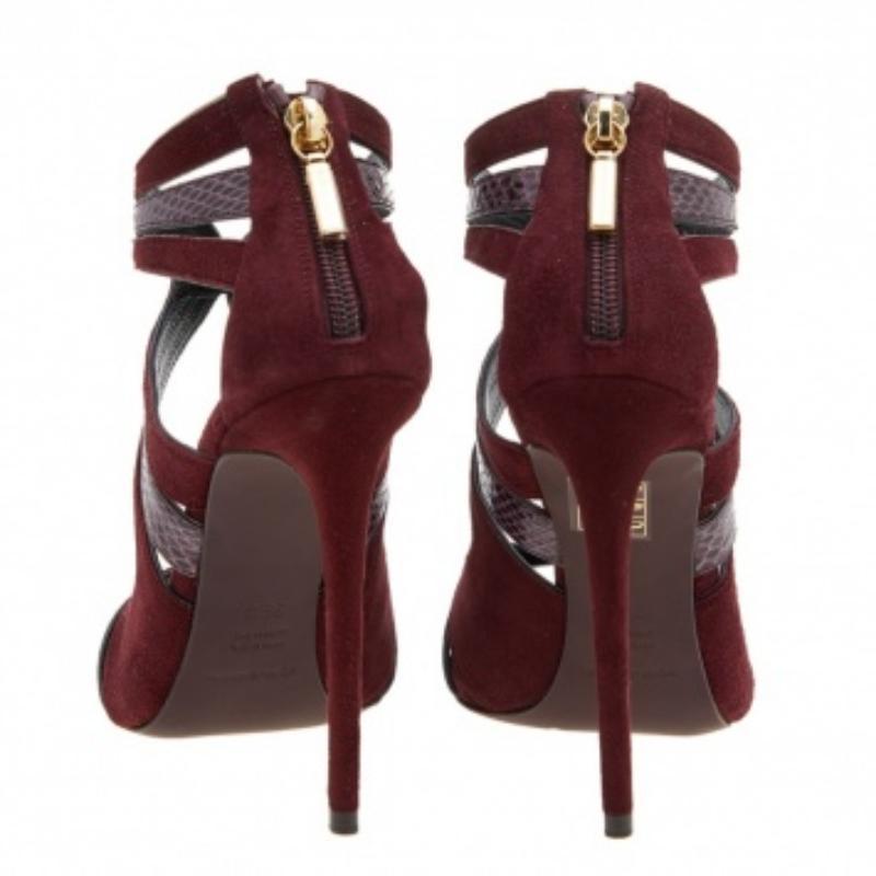 Dolce & Gabbana Burgundy Suede And Snakeskin Sandals Size 36.5 For Sale 2
