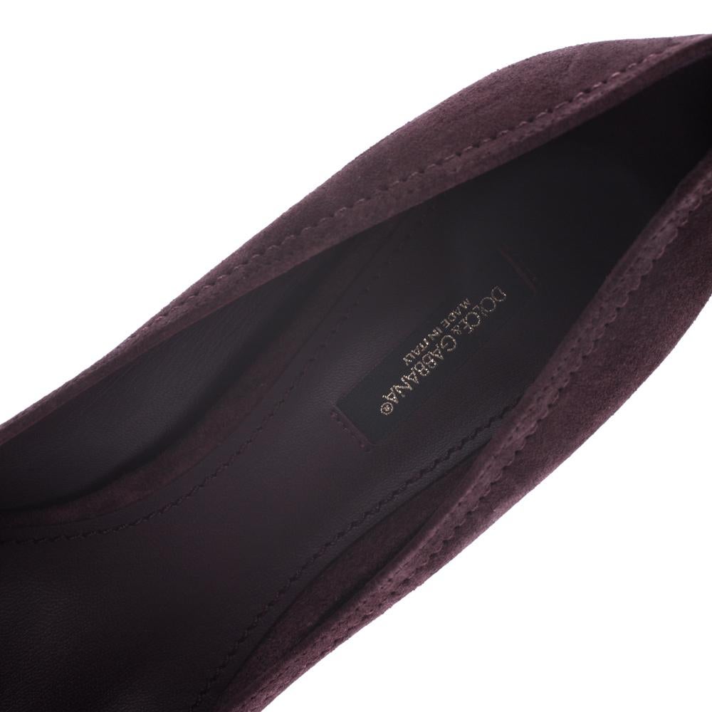 Dolce & Gabbana Burgundy Suede DG Amore Pointed Toe Pumps Size 35.5 1