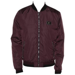 Dolce & Gabbana Burgundy Synthetic Zipper Front Bomber Jacket XL