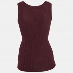 Dolce & Gabbana Burgundy Wool Blend Knit Sleeveless Top M