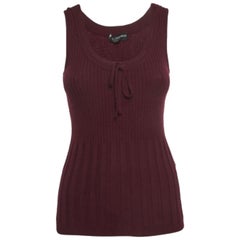 Dolce & Gabbana Top de punto de lana burdeos sin mangas M