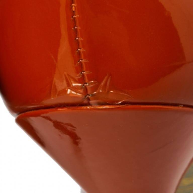 Dolce & Gabbana Burnt Orange Patent Leather Peep Toe Pumps Size 36 For Sale 1