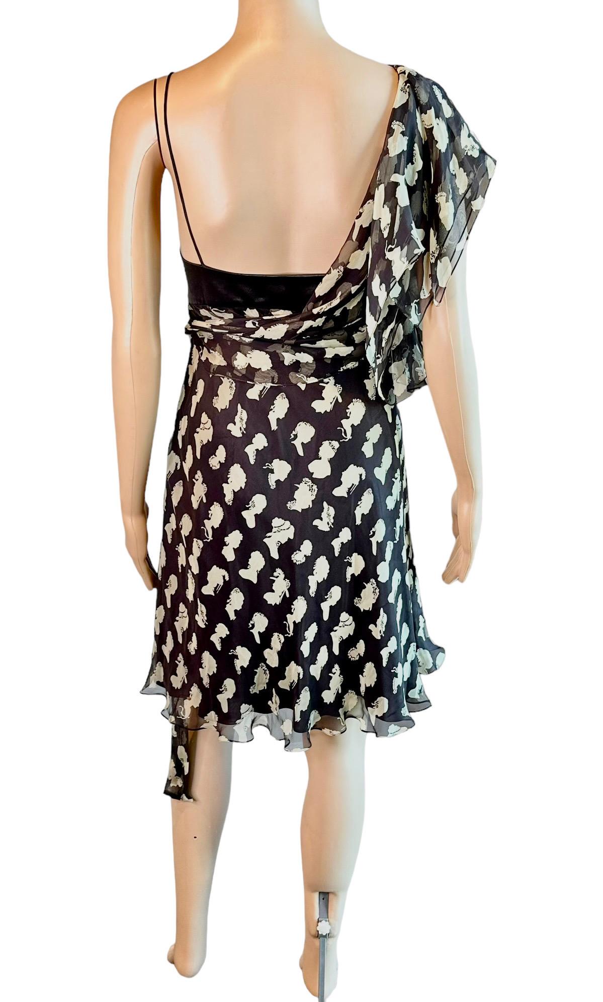Dolce & Gabbana Bustier Bra Cameo Print Silk Mini Dress For Sale 7