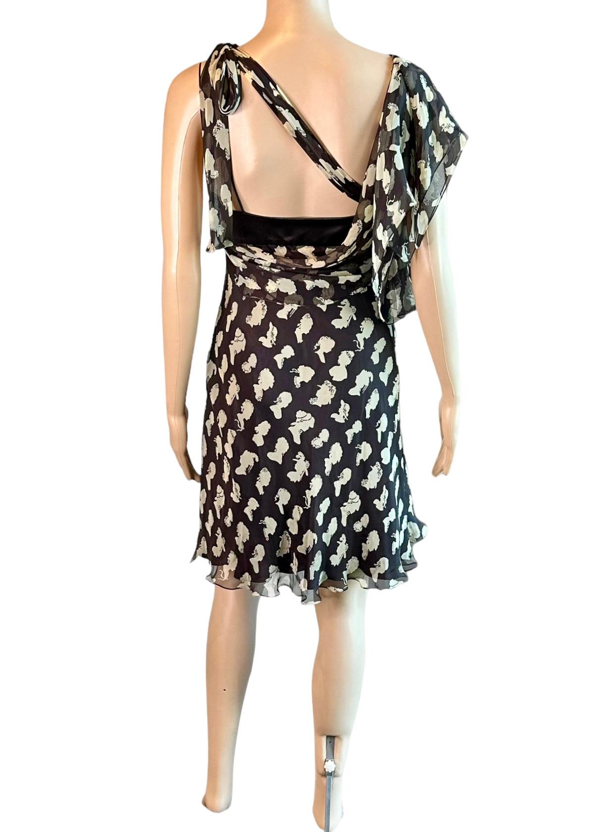 Dolce & Gabbana Bustier Bra Cameo Print Silk Mini Dress For Sale 3