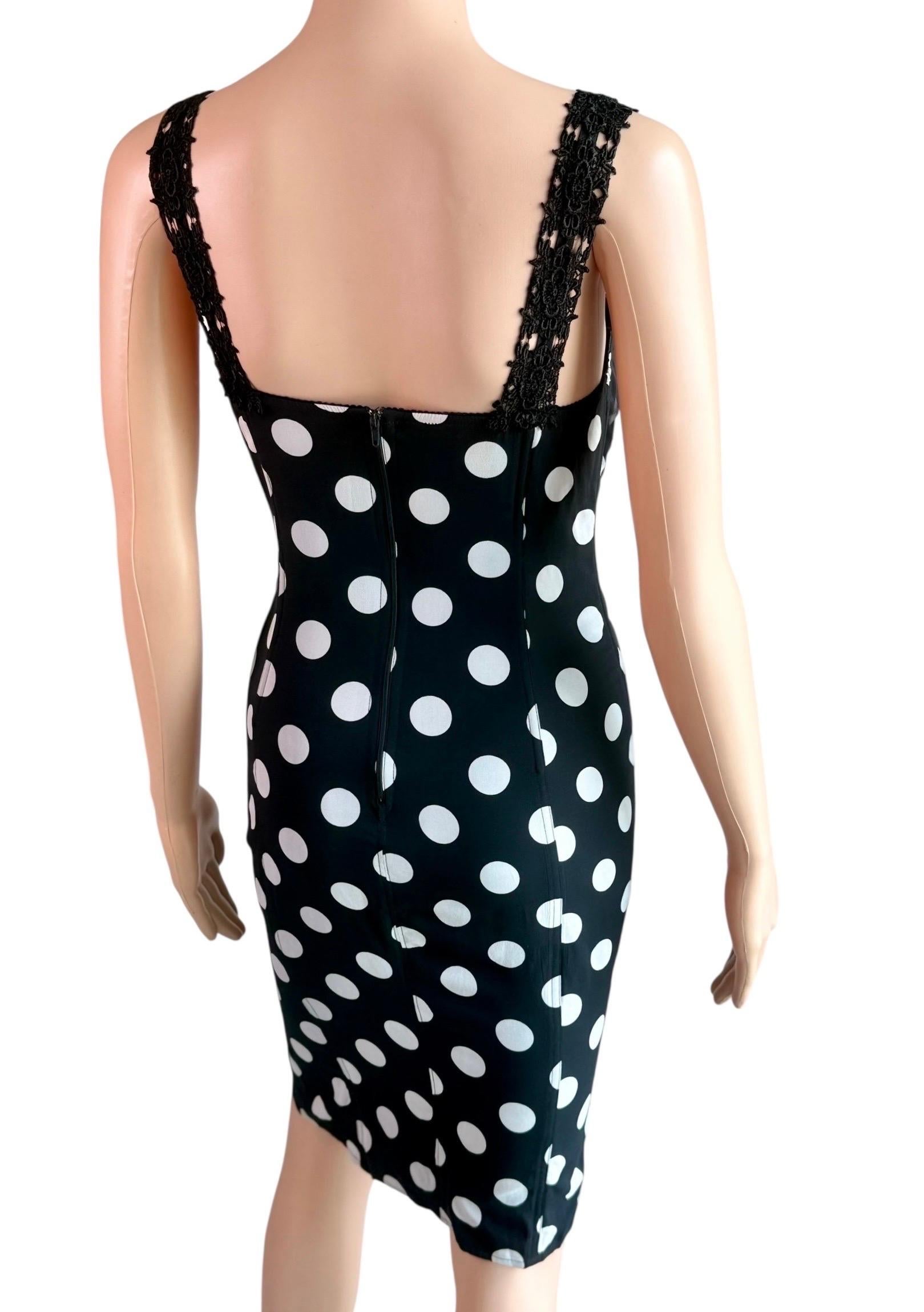 Dolce & Gabbana Bustier Korsett Schnür-Bodycon Kleid mit Polka Dot Print im Angebot 5