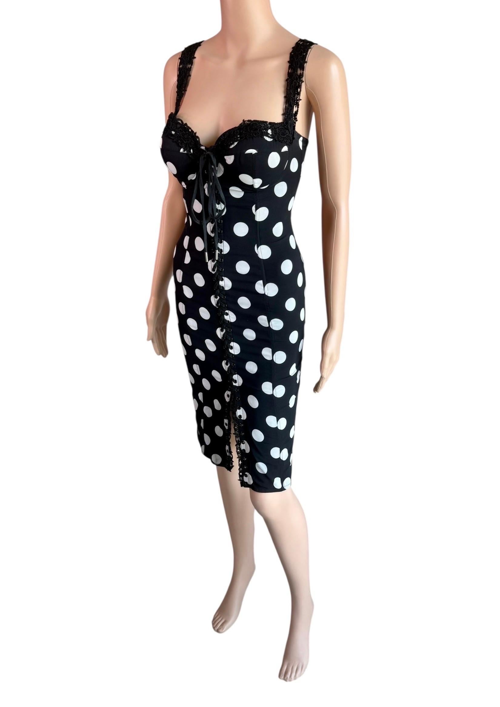 Dolce & Gabbana Bustier Korsett Schnür-Bodycon Kleid mit Polka Dot Print im Angebot 8