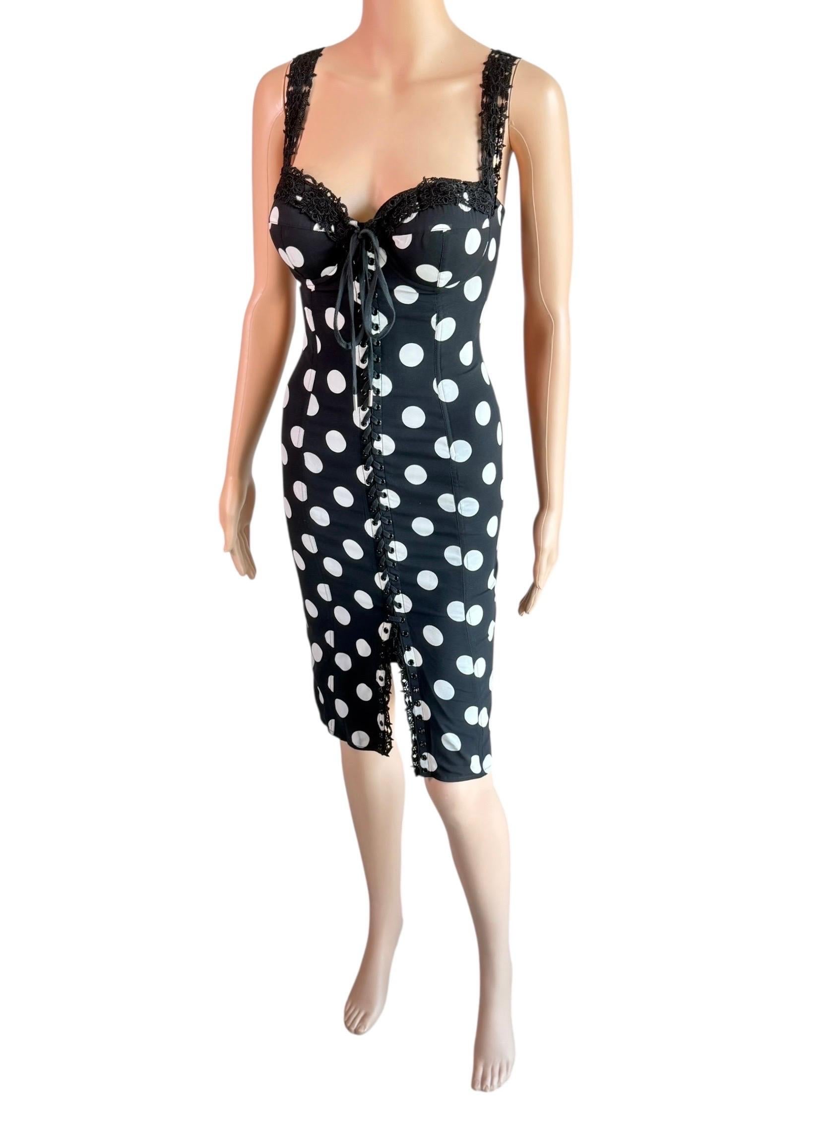 Dolce & Gabbana Bustier Korsett Schnür-Bodycon Kleid mit Polka Dot Print im Angebot 10
