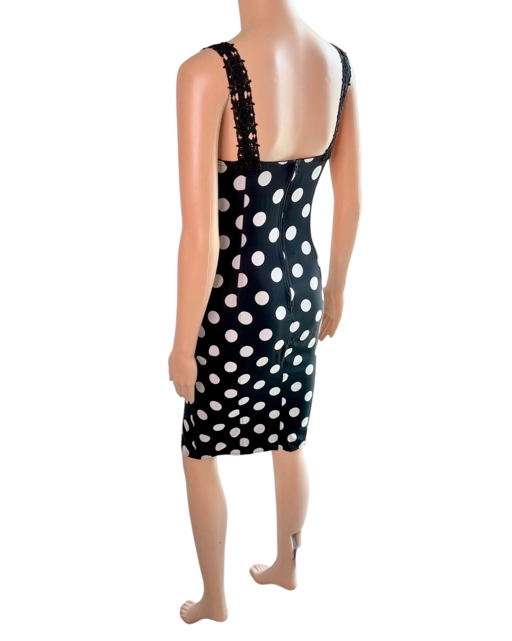 Dolce & Gabbana Bustier Korsett Schnür-Bodycon Kleid mit Polka Dot Print im Angebot 11