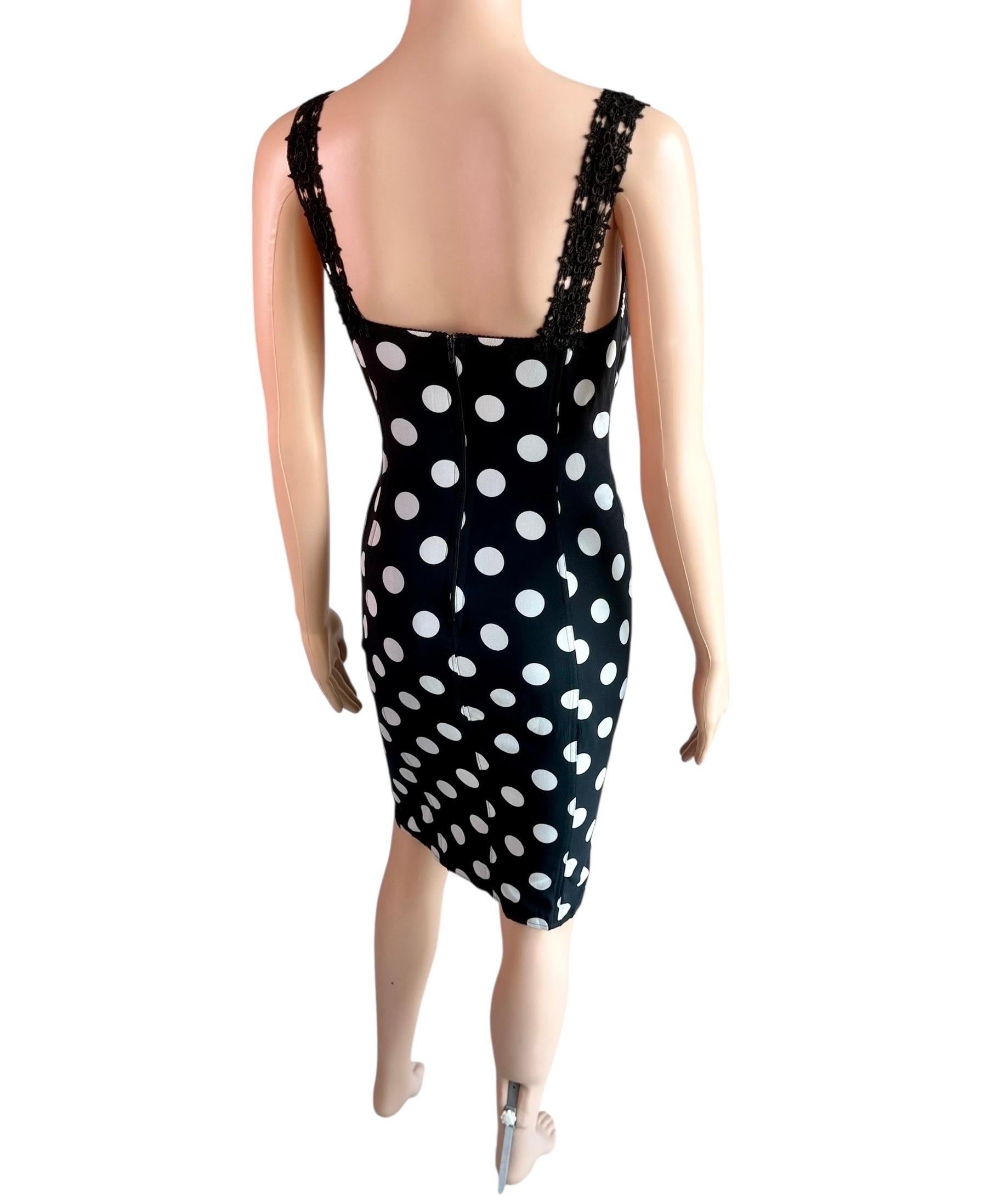Dolce & Gabbana Bustier Korsett Schnür-Bodycon Kleid mit Polka Dot Print im Angebot 13