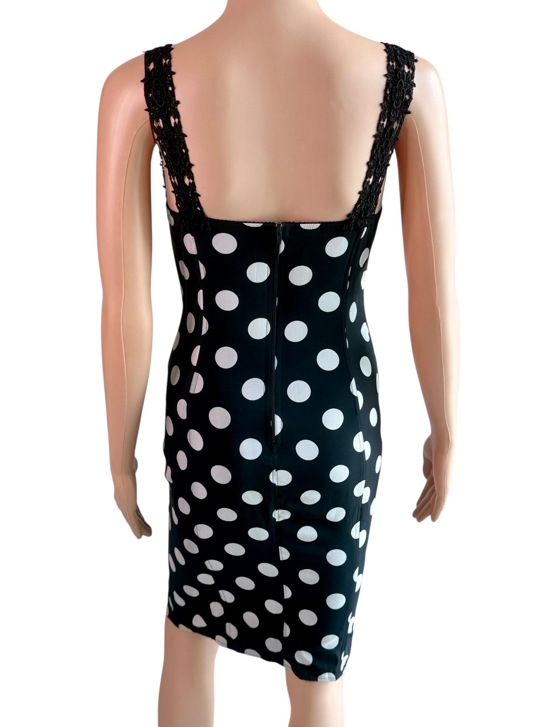 Dolce & Gabbana Bustier Korsett Schnür-Bodycon Kleid mit Polka Dot Print (Schwarz) im Angebot