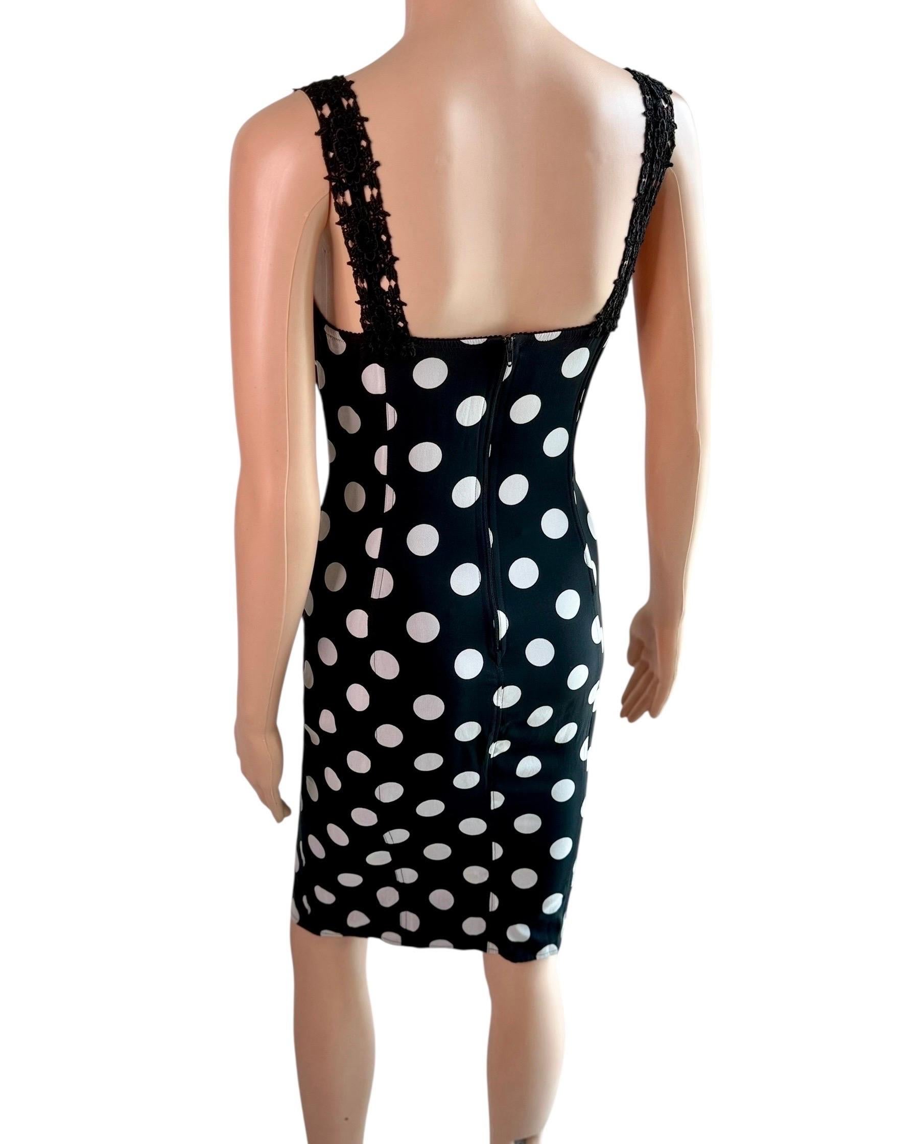 Dolce & Gabbana Bustier Korsett Schnür-Bodycon Kleid mit Polka Dot Print Damen im Angebot