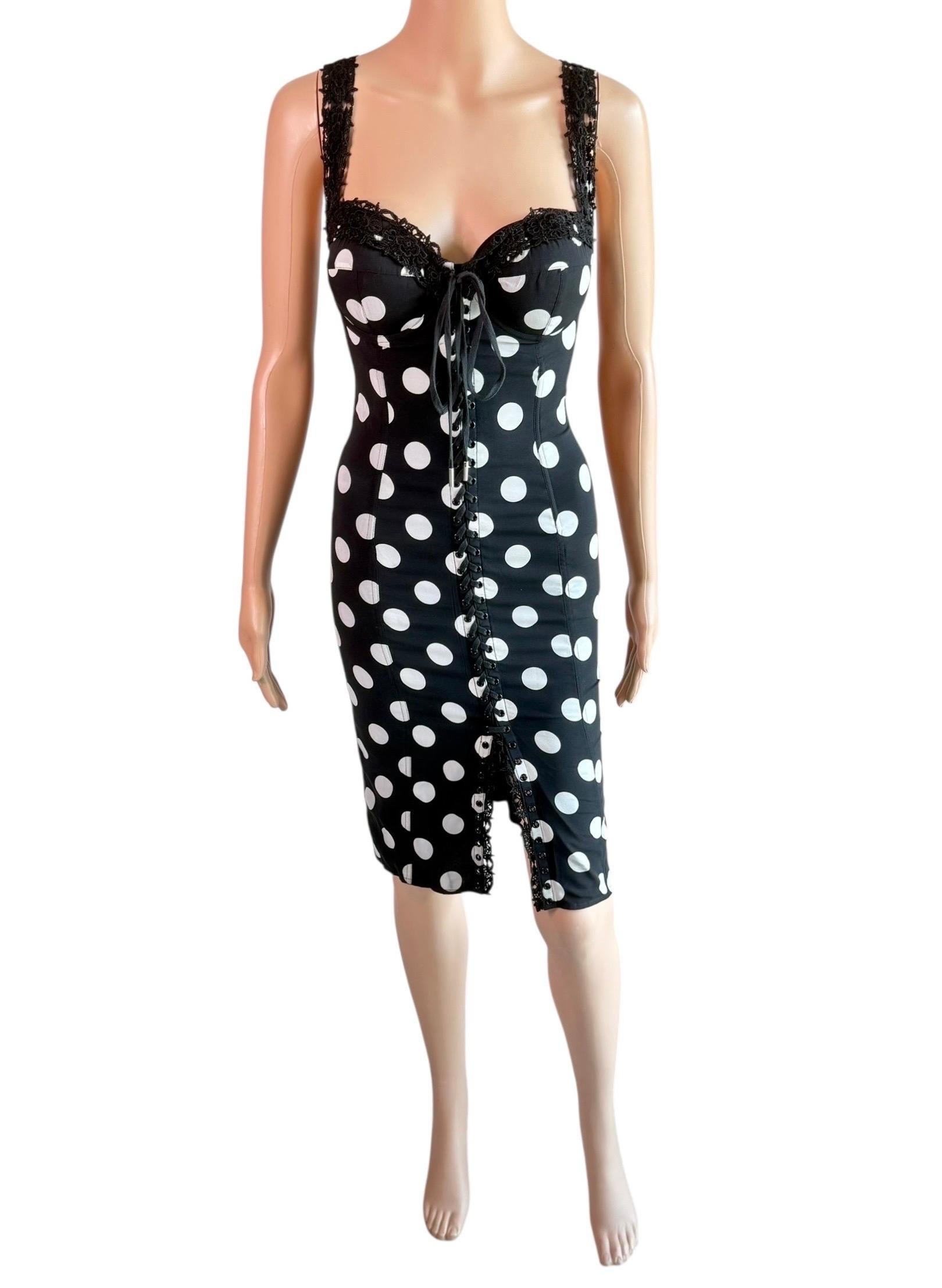 Dolce & Gabbana Bustier Korsett Schnür-Bodycon Kleid mit Polka Dot Print im Angebot 2