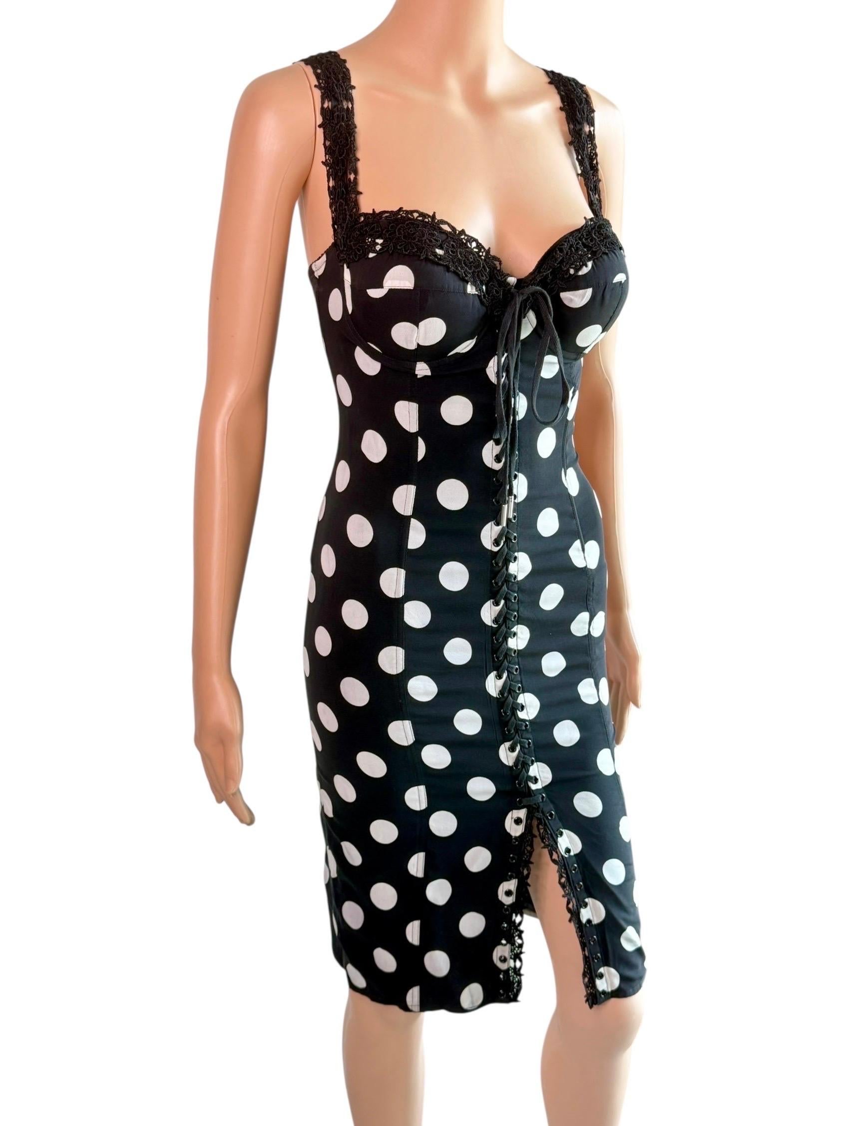 Dolce & Gabbana Bustier Korsett Schnür-Bodycon Kleid mit Polka Dot Print im Angebot 4
