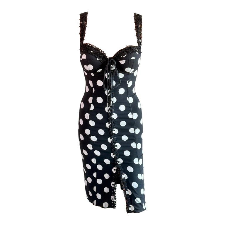 dolce & gabbana polka-dot corset midi dress Corset Midi Dress