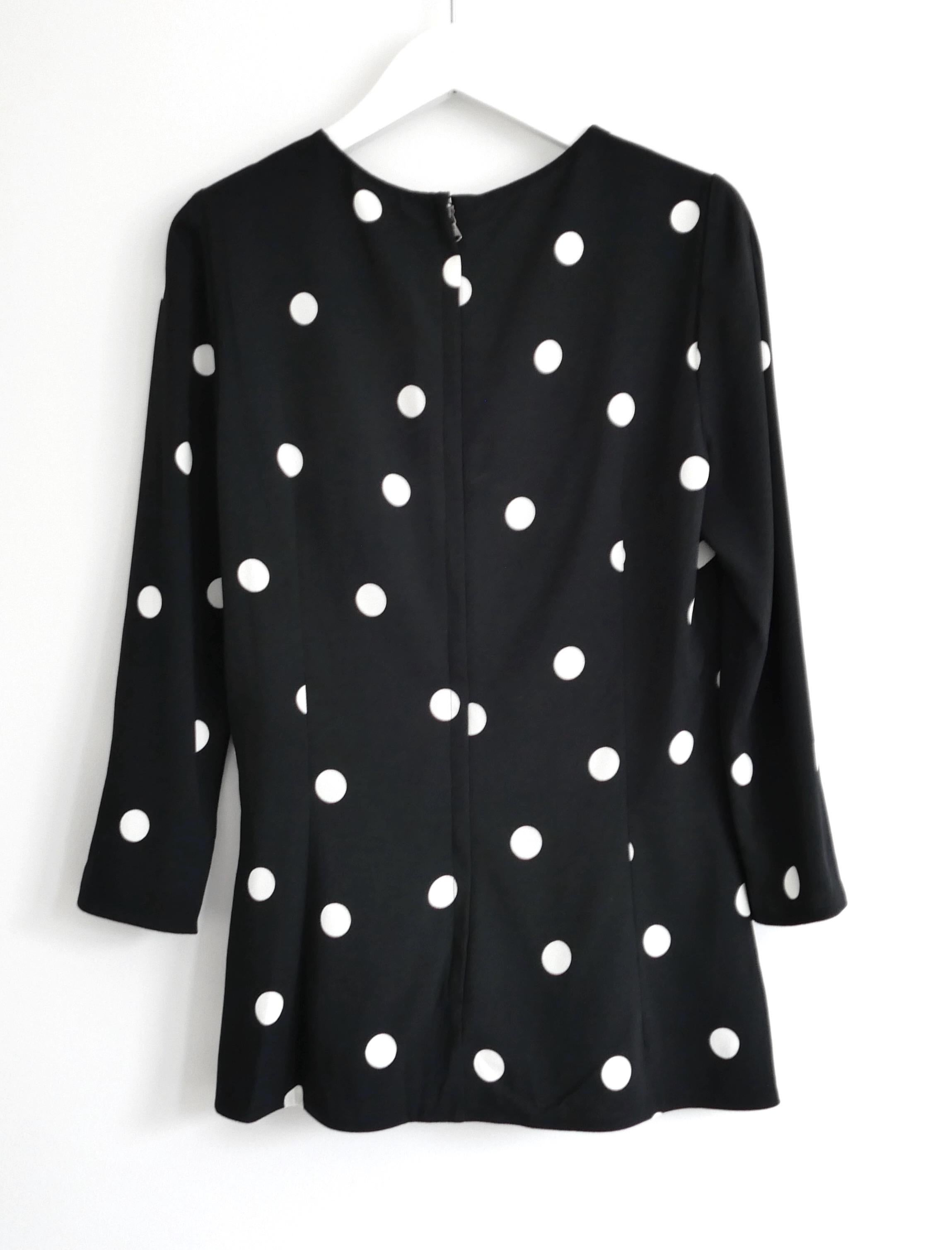 Black Dolce & Gabbana B&W Polka Dot Top Blouse For Sale