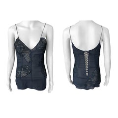 Dolce & Gabbana c. 2000 Sheer Silk and Lace Black Corset Top