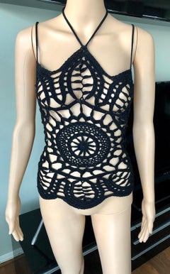 Dolce & Gabbana c. 2001 Durchsichtiges offenes Häkelkorsett Schwarzes Oberteil